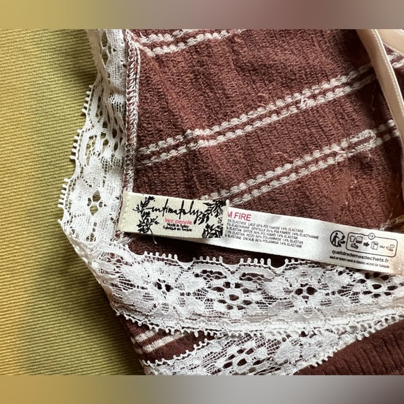 NWOT Free People Gigi Seamless Striped Brown and White Lace Bralette Size XS/SM - Picture 6 of 7